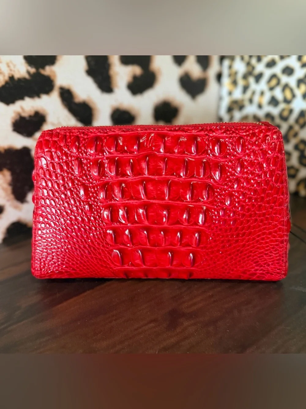 Brahmin LORETTA Cosmetic Makeup Case Bag Pouch SRIRACHA Red NWT $145